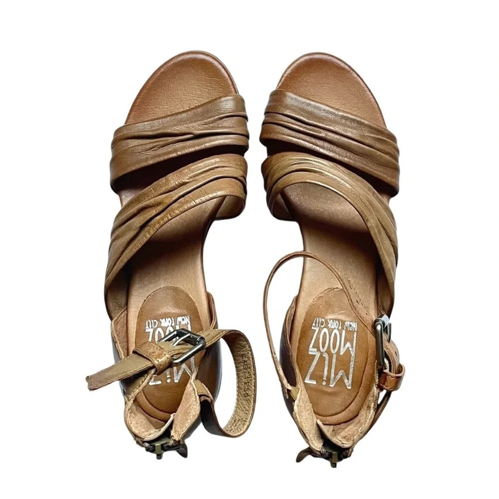 Miz Mooz Cassie Classic Tan Soft Leather Strappy Heeled Sandals Size 38/7.5